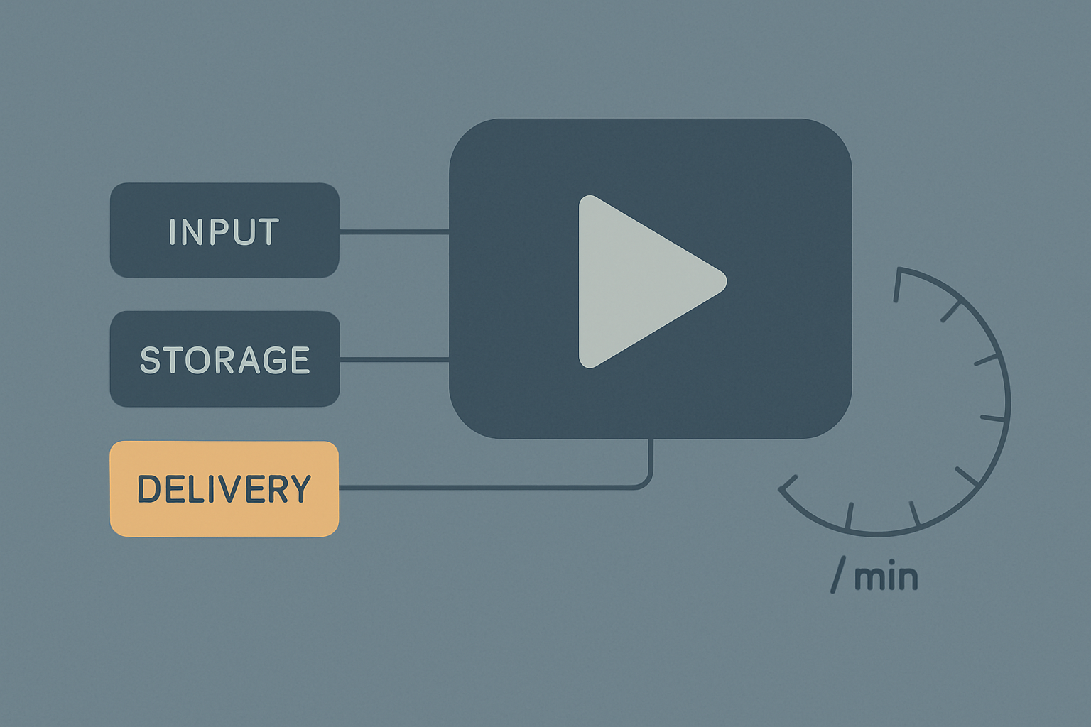 Diagram of Mux video pricing meters showing input, storage and delivery with delivery highlighted as the largest cost
