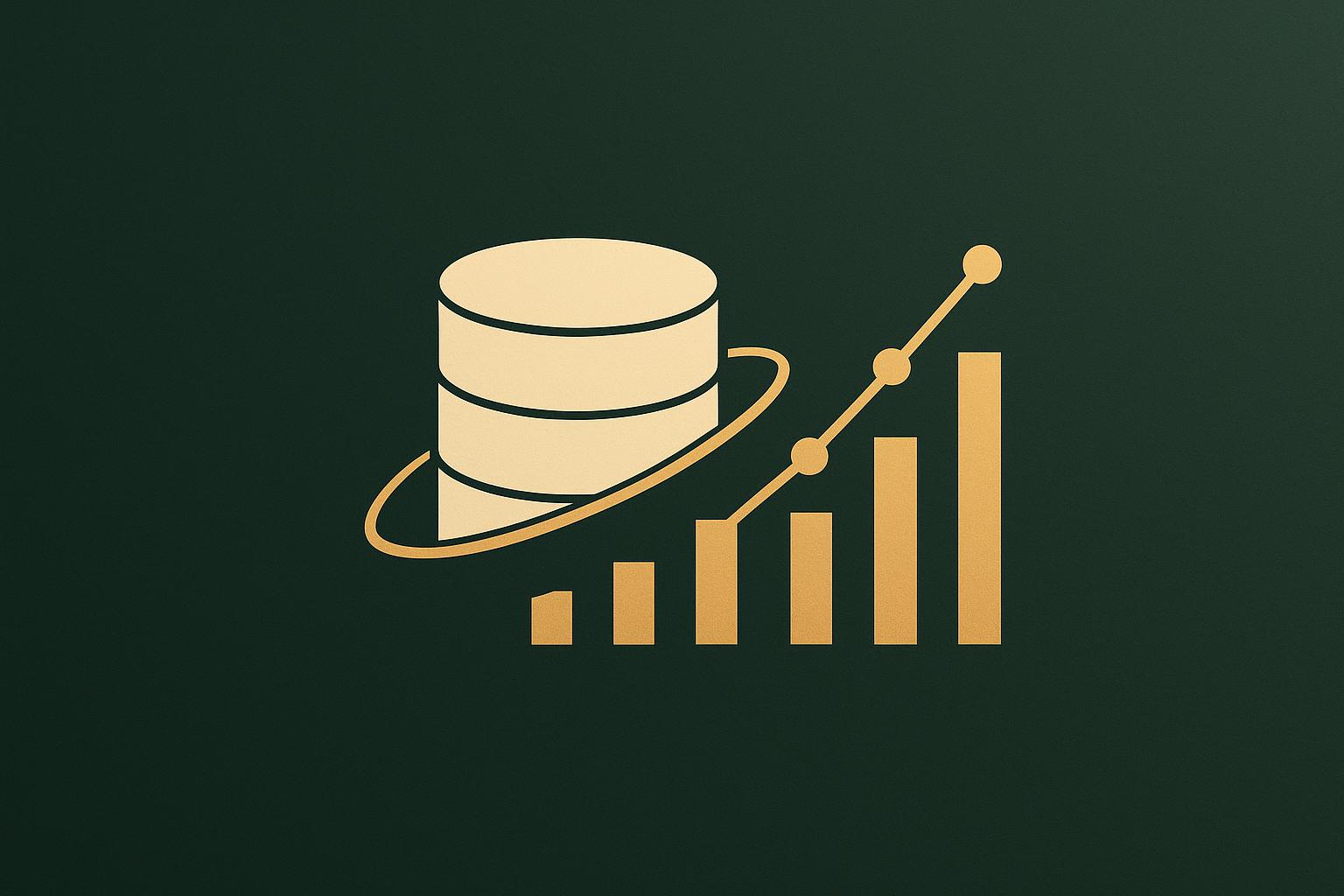 Minimalist deep-green editorial illustration of a database cylinder stack merging into a rising cost chart, representing PlanetScale 2026 pricing