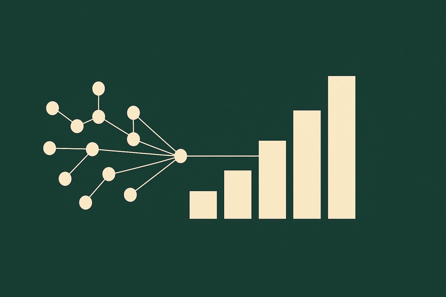 Minimalist deep-green editorial illustration of live connection nodes converging into a rising cost chart, representing Pusher 2026 realtime pricing